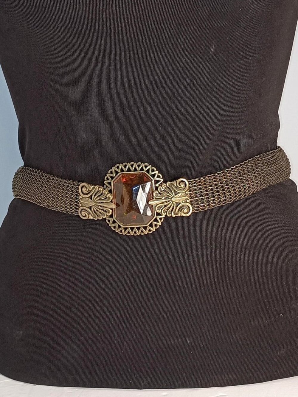 Whiting & Davis Antique Brass Wire Knit Brass Belt